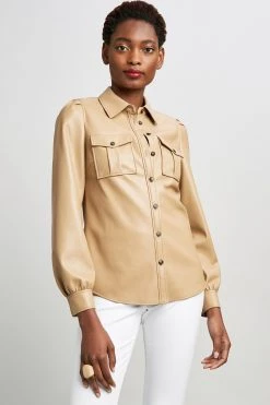 Elie Tahari Vegan Leather Shacket