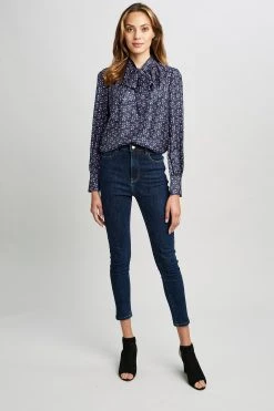 Elie Tahari Tops Tie Neck Print Shirt