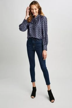 Elie Tahari Tops Tie Neck Print Shirt