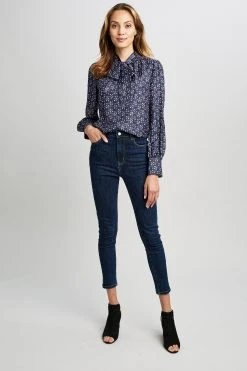 Elie Tahari Tops Tie Neck Print Shirt