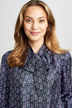 Elie Tahari Tops Tie Neck Print Shirt