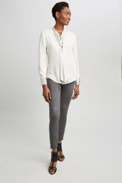 Elie Tahari Satin Combo Shirt Tops
