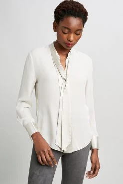 Elie Tahari Satin Combo Shirt Tops