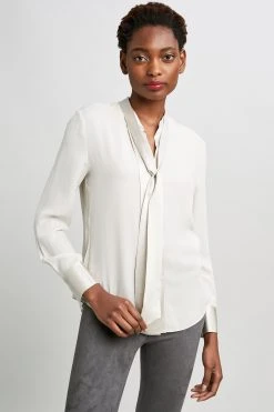 Elie Tahari Satin Combo Shirt Tops