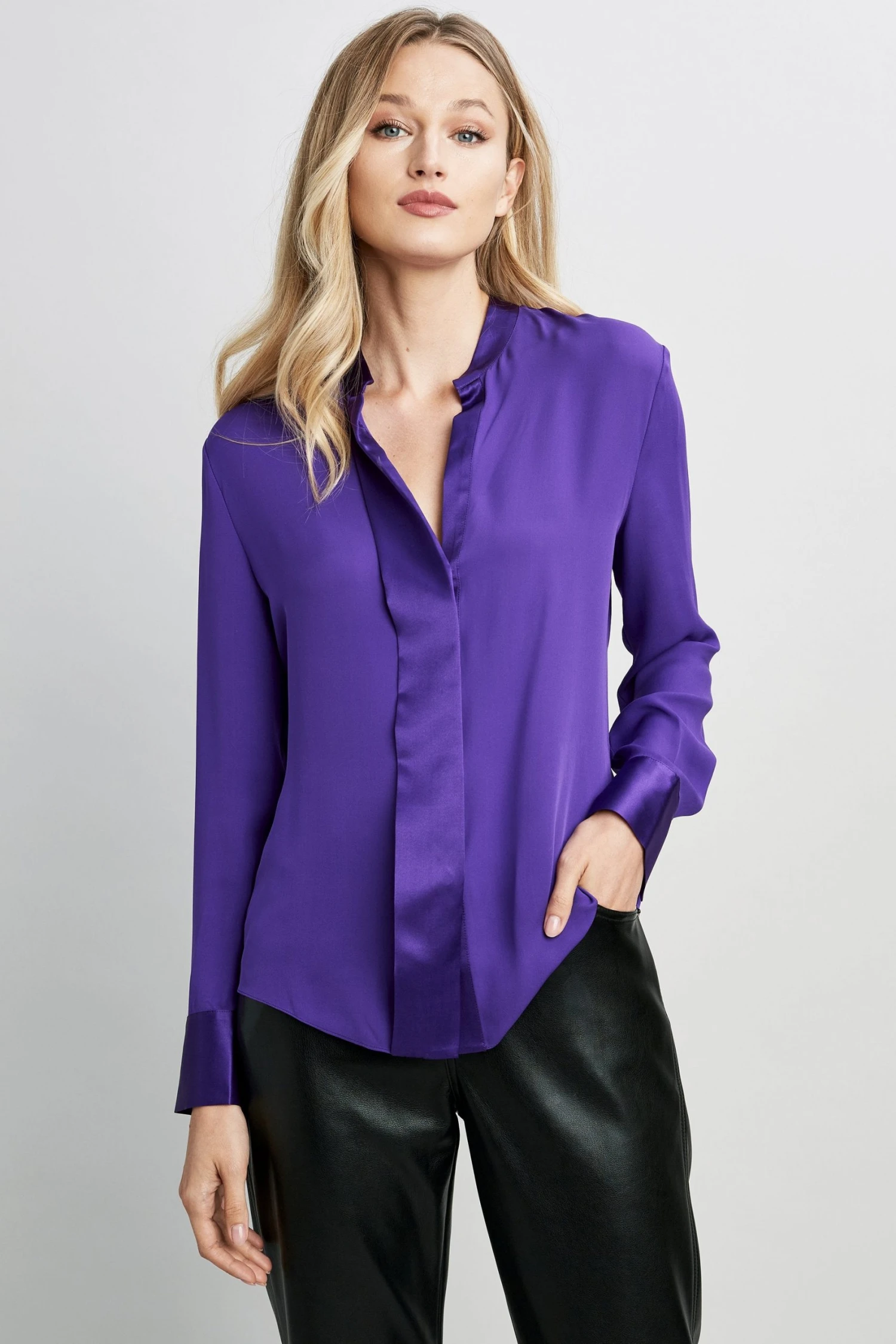 Elie Tahari Satin Combo Shirt 5 Elie Tahari Satin Combo Shirt