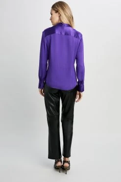 Elie Tahari Satin Combo Shirt 9 Elie Tahari Satin Combo Shirt