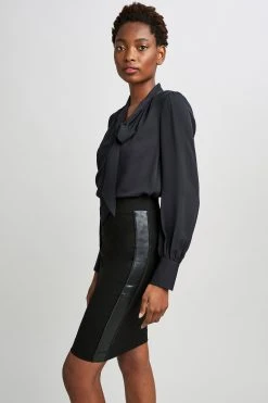 Elie Tahari Vegan Panel Skirt Skirts