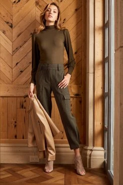 Elie Tahari Knits Smocked Turtleneck Knit