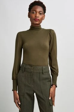 Elie Tahari Knits Smocked Turtleneck Knit