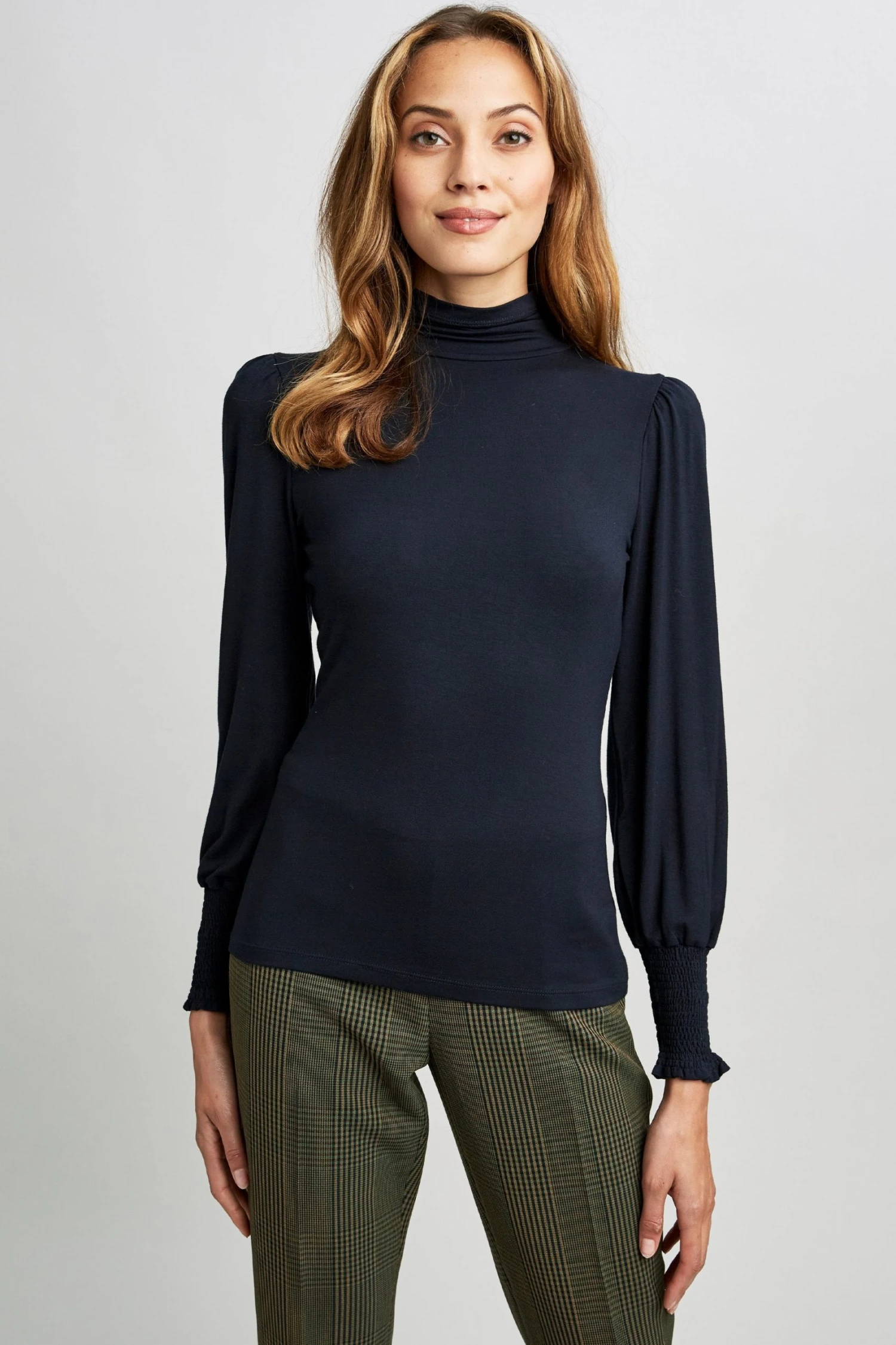 Elie Tahari Smocked Turtleneck Knit 6 Elie Tahari Smocked Turtleneck Knit