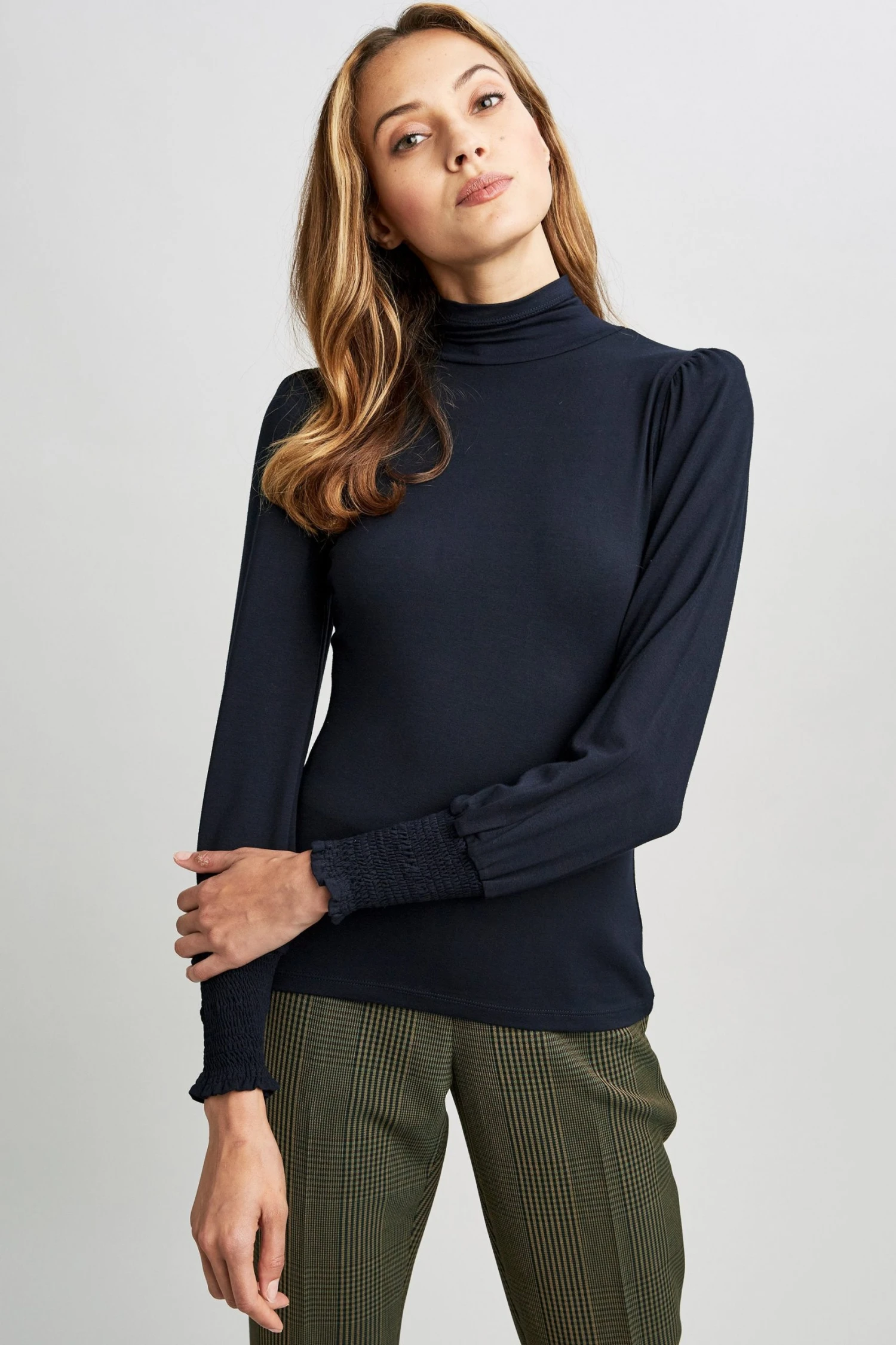 Elie Tahari Smocked Turtleneck Knit 7 Elie Tahari Smocked Turtleneck Knit