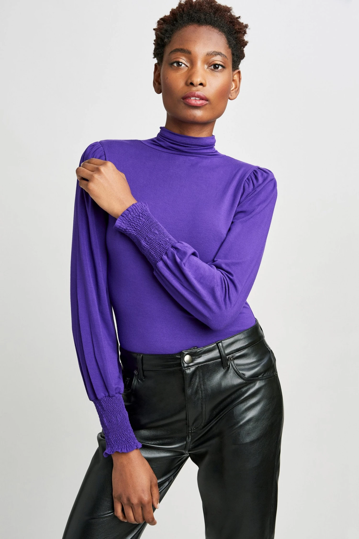 Elie Tahari Smocked Turtleneck Knit 3 Elie Tahari Smocked Turtleneck Knit