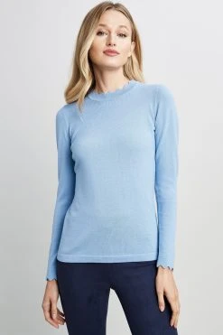 Elie Tahari Sweaters Scallop Long Sleeve Sweater