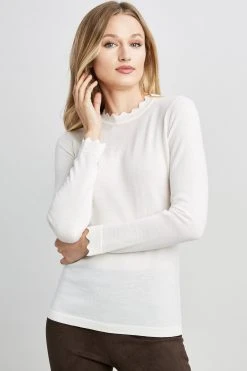 Elie Tahari Scallop Long Sleeve Sweater Sweaters