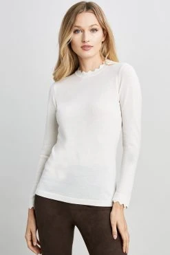 Elie Tahari Scallop Long Sleeve Sweater Sweaters
