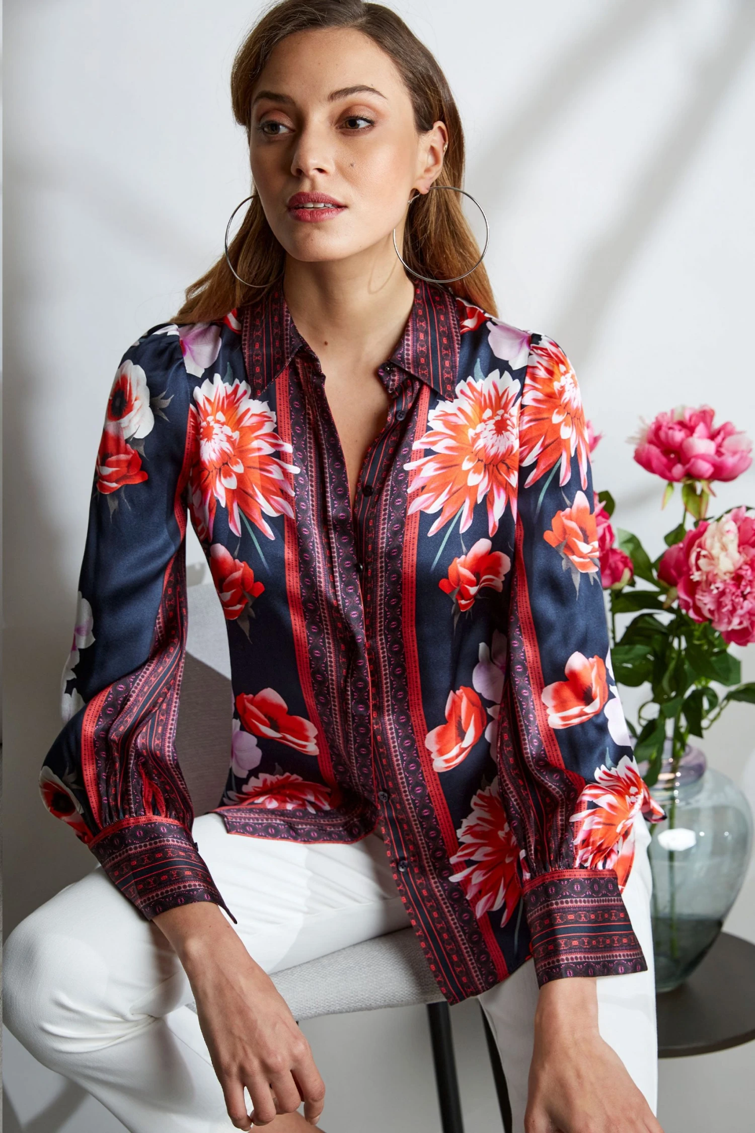 Elie Tahari Floral Scarf Shirt 3 Elie Tahari Floral Scarf Shirt