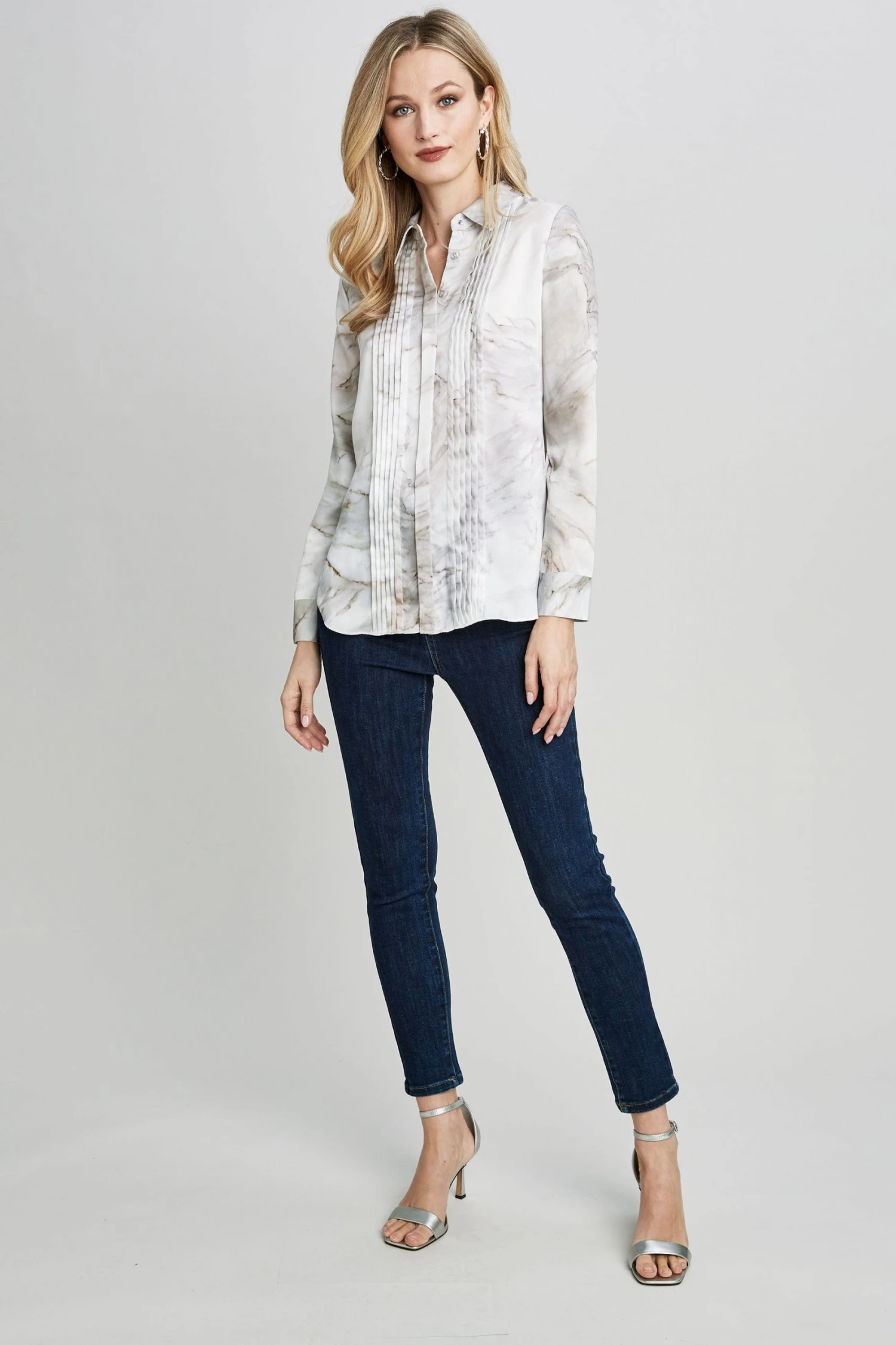 Elie Tahari Marble Pintuck Shirt Tops 6 Elie Tahari Marble Pintuck Shirt Tops