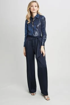 Elie Tahari Wide Leg Satin Pant Pants