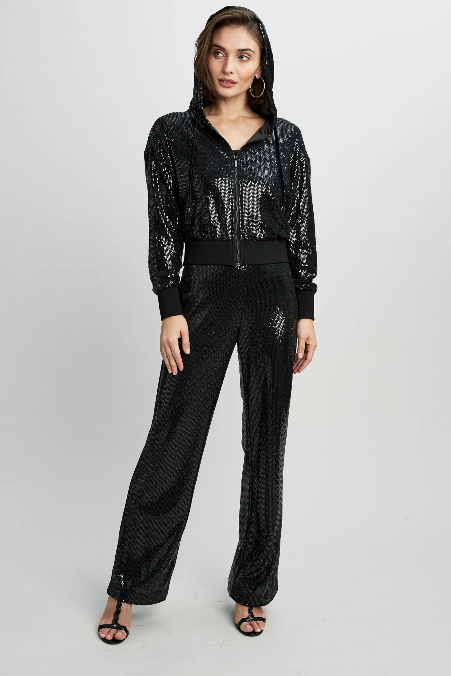 Elie Tahari Sequin Zip Hoodie Knits 6 Elie Tahari Sequin Zip Hoodie Knits