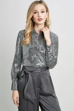 Elie Tahari Sequin Button Down Tops 10 Elie Tahari Sequin Button Down Tops
