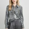 Elie Tahari Sequin Button Down Tops
