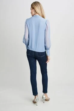 Elie Tahari Pleated Neck Blouson Shirt 9 Elie Tahari Pleated Neck Blouson Shirt