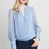 Elie Tahari Pleated Neck Blouson Shirt 2 Elie Tahari Pleated Neck Blouson Shirt