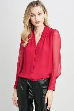 Elie Tahari Tops Pleated Neck Blouson Shirt 9 Elie Tahari Tops Pleated Neck Blouson Shirt