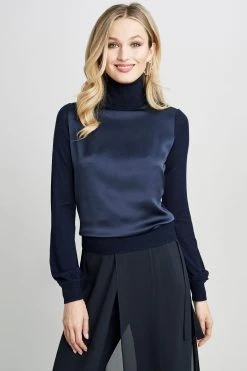 Elie Tahari Sweaters Satin Front Sweater