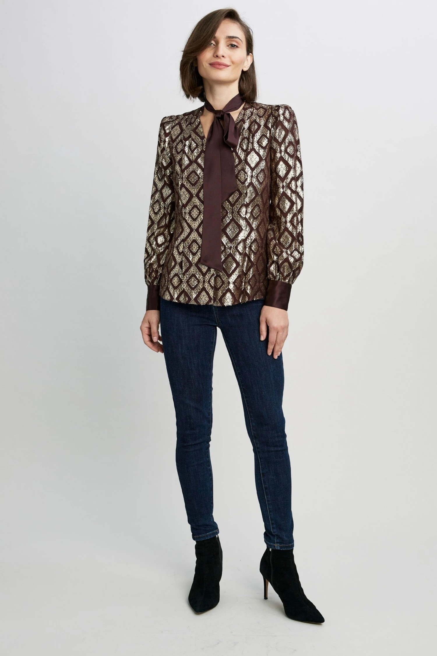 Elie Tahari Metallic Tie Shirt 4 Elie Tahari Metallic Tie Shirt