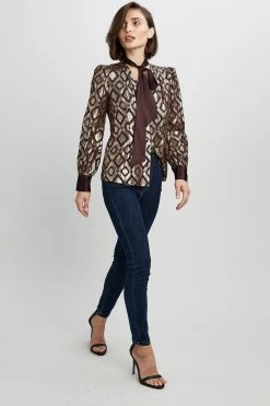 Elie Tahari Metallic Tie Shirt 10 Elie Tahari Metallic Tie Shirt