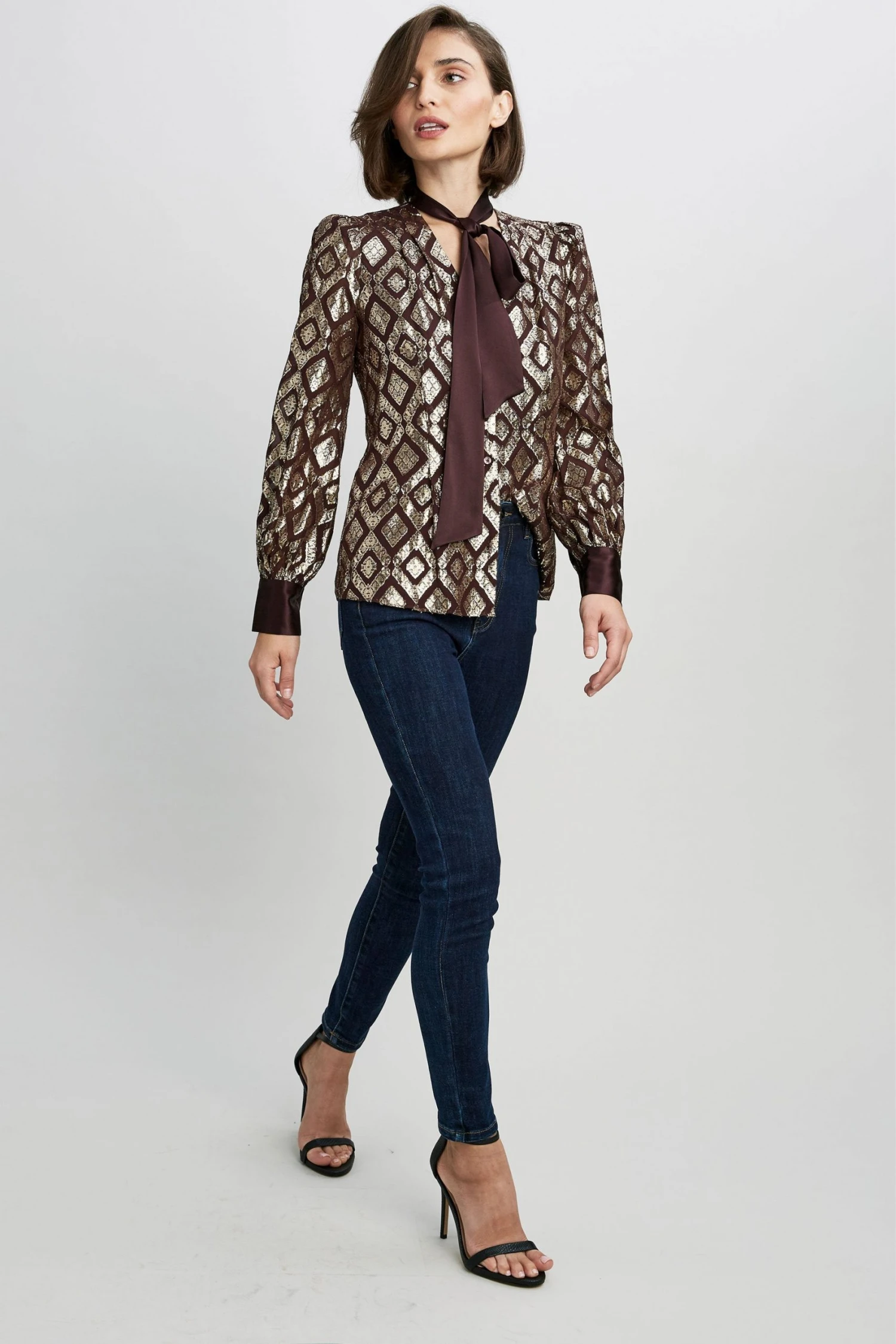 Elie Tahari Metallic Tie Shirt 6 Elie Tahari Metallic Tie Shirt