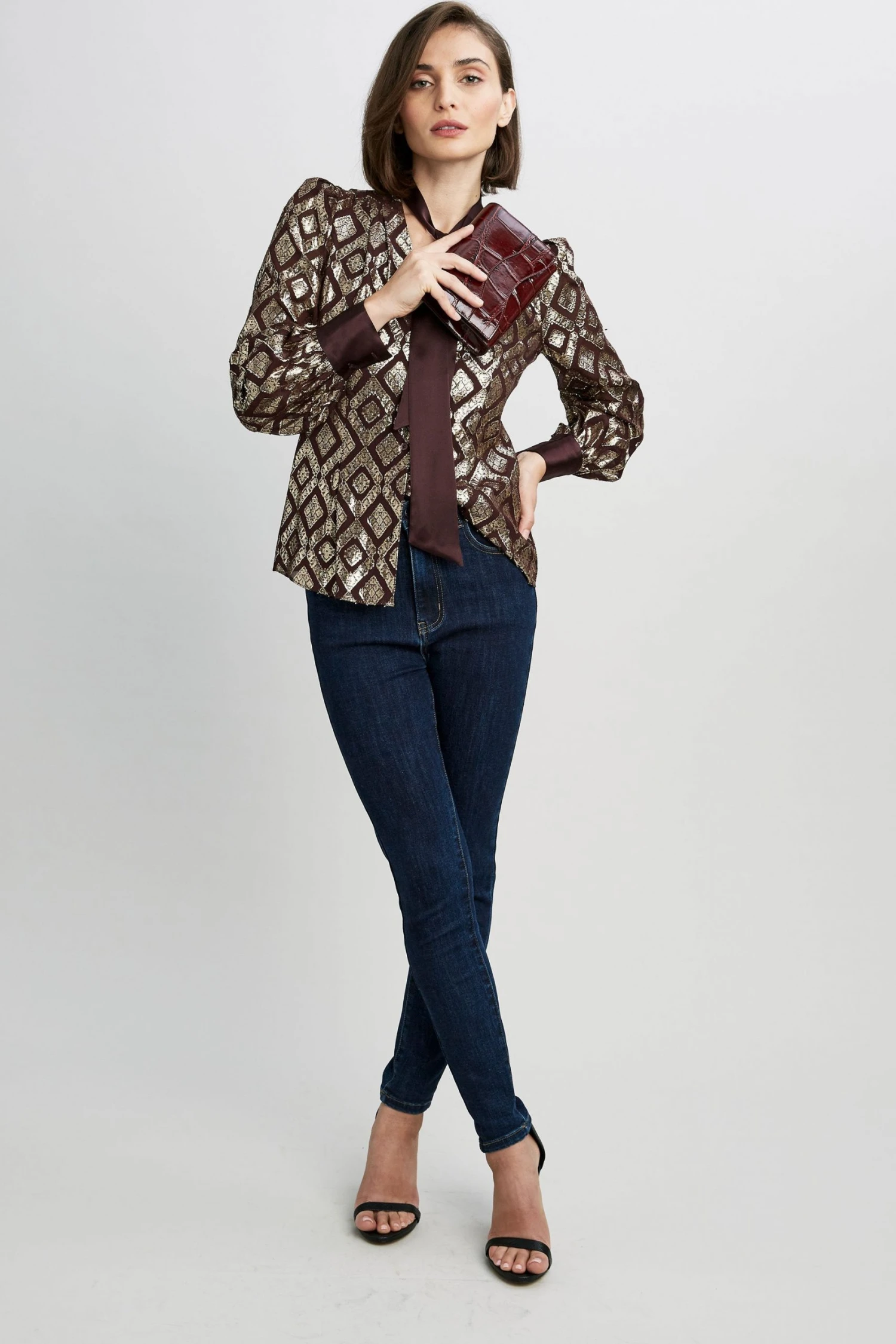 Elie Tahari Metallic Tie Shirt 7 Elie Tahari Metallic Tie Shirt