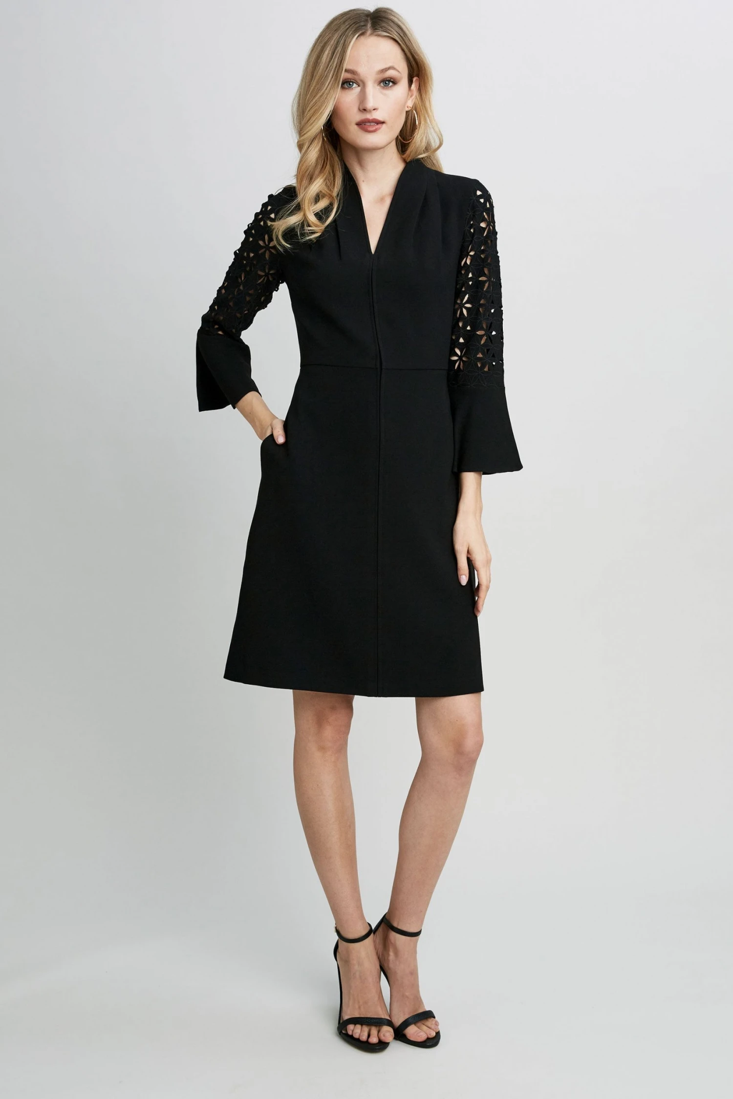 ER087601_BLACK_1HERO_0004.jpg Elie Tahari Dresses & Jumpsuits Embroidered Sleeve Dress