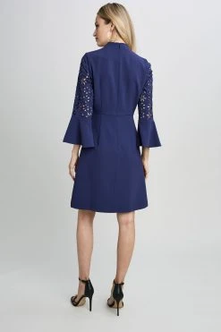 Elie Tahari Embroidered Sleeve Dress