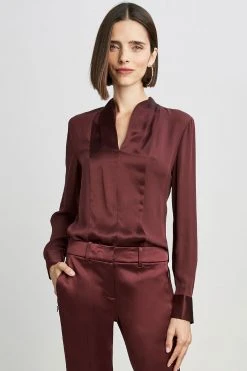 Elie Tahari Satin Combo Shirt Tops 9 Elie Tahari Satin Combo Shirt Tops