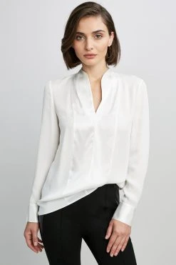 Elie Tahari Tops Satin Combo Shirt