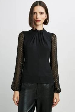 Elie Tahari Knits Twist Combo Long Sleeve Knit