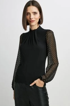 Elie Tahari Knits Twist Combo Long Sleeve Knit