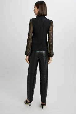 Elie Tahari Knits Twist Combo Long Sleeve Knit