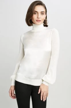 Elie Tahari Satin Front Sweater Sweaters