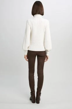 Republic Cashmere Cable Turtle Neck Long Blouson Sleeve Sweater