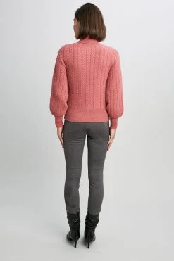 Republic Cashmere Cable Turtle Neck Long Blouson Sleeve Sweater