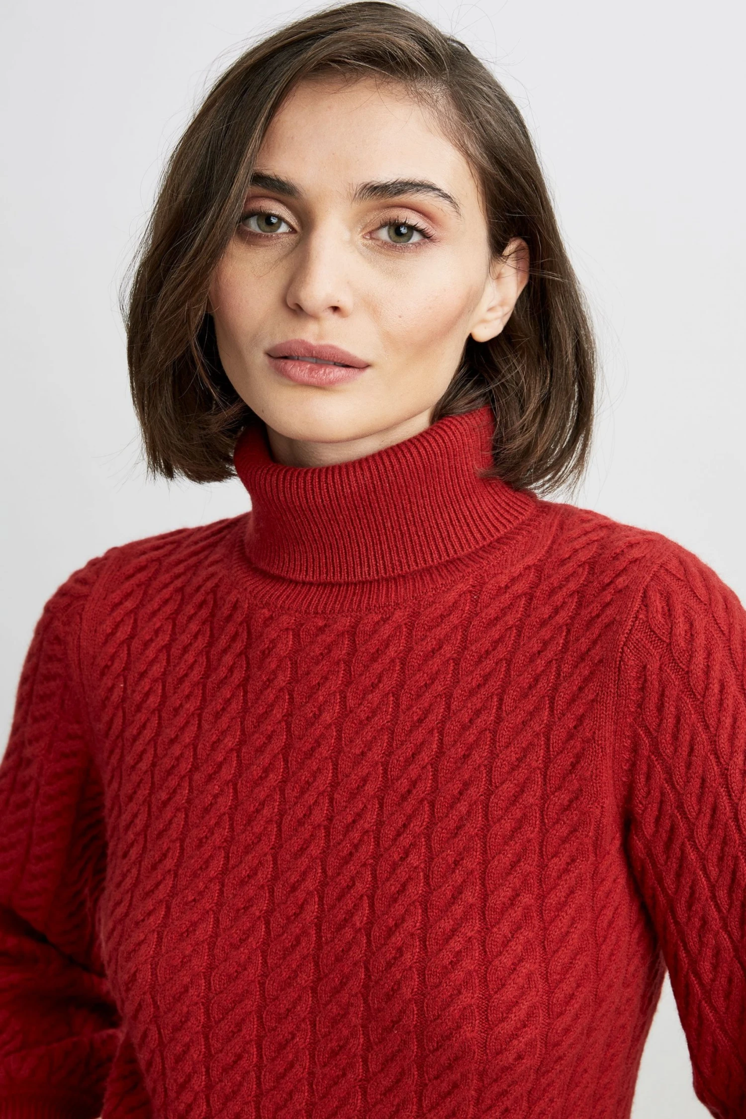 Republic Cashmere Cable Turtle Neck Long Blouson Sleeve Sweater 6 Republic Cashmere Cable Turtle Neck Long Blouson Sleeve Sweater