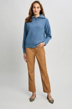 Republic Cashmere Half Zip Long Sleeve Oversized Collar Sweater Sweaters