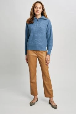 Republic Cashmere Half Zip Long Sleeve Oversized Collar Sweater Sweaters