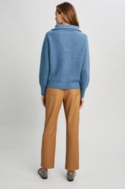 Republic Cashmere Half Zip Long Sleeve Oversized Collar Sweater Sweaters