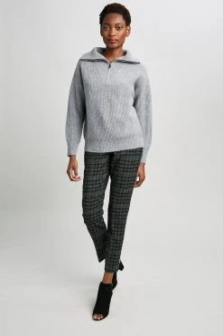 Republic Sweaters Cashmere Half Zip Long Sleeve Oversized Collar Sweater