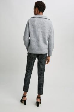 Republic Sweaters Cashmere Half Zip Long Sleeve Oversized Collar Sweater