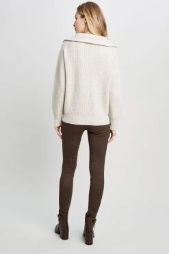 Republic Sweaters Cashmere Half Zip Long Sleeve Oversized Collar Sweater